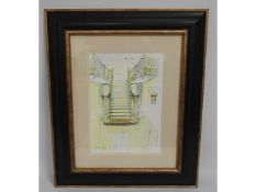 A framed print of a sketch of Belvoir Newels stair