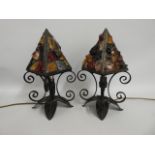 A pair of arts & crafts style Peter Marsh glass &