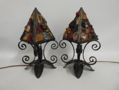 A pair of arts & crafts style Peter Marsh glass &