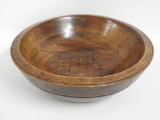 A large fruit wood fruit bowl, 15.125in diameter x