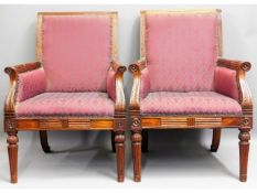 A pair of reproduction salon chairs, 40.5in high t