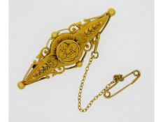 An antique 15ct gold brooch, 3.9g, 44mm wide