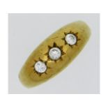 A 9ct gold Romany style ring set with paste stones, size U, 3.47