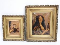 Two Victorian gilt framed crystoleum pictures, ima