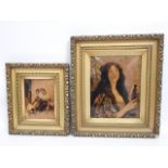 Two Victorian gilt framed crystoleum pictures, ima