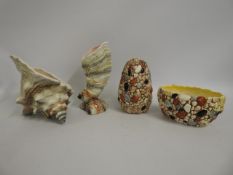 Two Sylvac pebble vases & two Sylvac shell spills