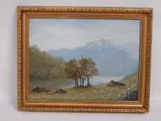 A gilt framed oil of landscape signed B. J. Philip