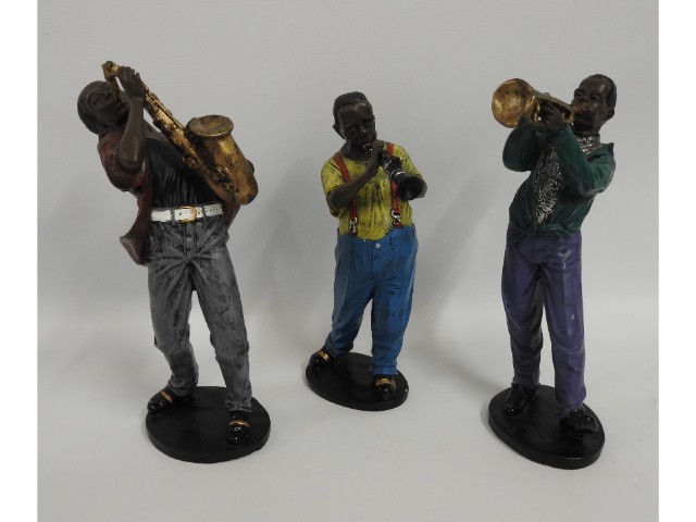 Three resin American musicians, tallest 11.5in