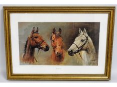 A framed Sue Crawford equine print featuring horse