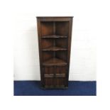 An oak corner display cupboard, 66in high