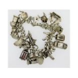 A silver charm bracelet, 96.9g