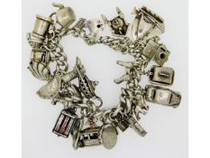 A silver charm bracelet, 96.9g