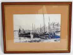 A framed Peter Knox print titled The Quayside