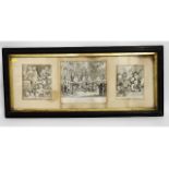 A framed triptych of William Hogarth's Beggers Ope