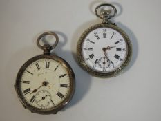 A silver pocket watch a/f twinned with a modern po