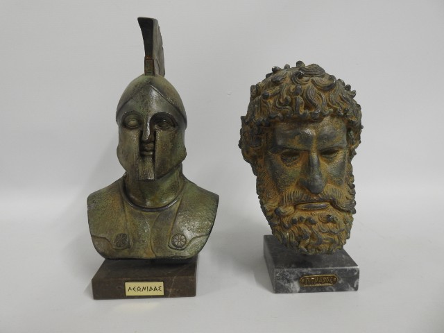 Two reproduction decorative busts, 11.25in tall
