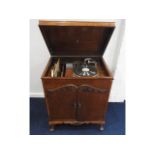 A Dulcetto gramophone in oak cabinet, working orde