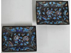 A pair of enamelled Chinese dishes, 4.25in x 3.25i