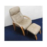 A modern John Lewis upholstered leather chair & fo