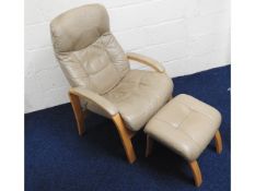 A modern John Lewis upholstered leather chair & fo