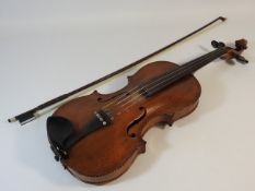 A German violin, labelled E. & L. Minarski, inlaid