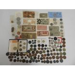 A quantity of mixed bank notes & coinage, includin