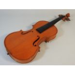 A Stentor Music Co. student violin, lacking strings, chin rest, bridge, tail piece, one peg, neck sn