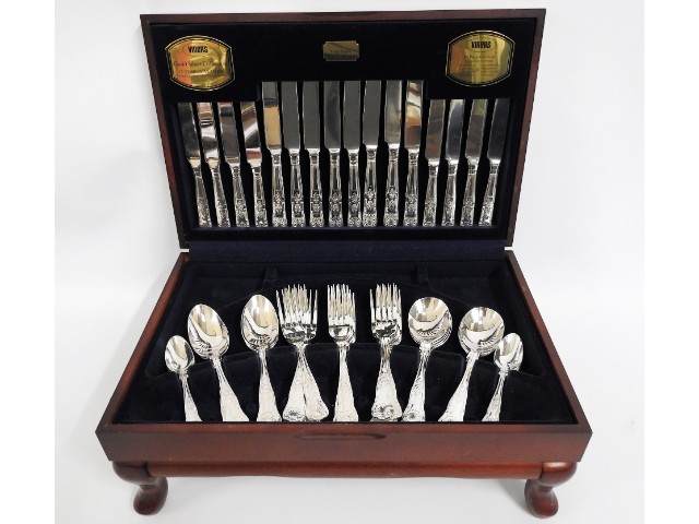 A cased Viners 58 piece silver plated Kings patter