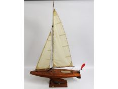 A large model of a yacht, 58in tall x 36in wide