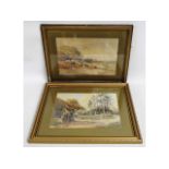 A pair of land & coastal watercolours signed Alfre