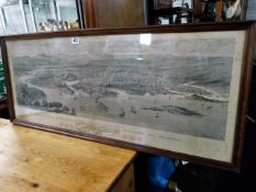 A 19thC. framed print Birds Eye View of Plymouth,