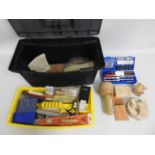 A wood carving craft persons tool kit & box