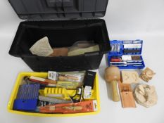 A wood carving craft persons tool kit & box