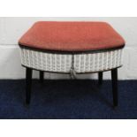 A Lloyd Loom sewing work stool, 20in wide x 17.5in