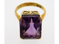 An 18ct gold amethyst ring, size N, 8.1g