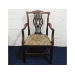 An 18thC. mahogany country Chippendale style chair