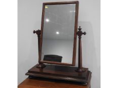 A mahogany dressing table mirror, loss to finial,