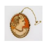 A 9ct cameo brooch, 43mm high, 10.1g