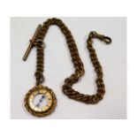 An antique compass of a plated Albert chain