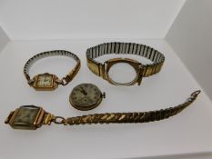 Two 9ct gold cased ladies wristwatches & one plated. all a/f