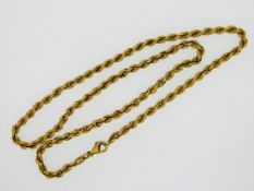 A 9ct gold rope chain, fault to link, 15in long, 5