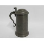 A 19thC. pewter stein, inscribed St. John's Colleg