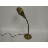 A brass scallop shell table lamp 23in high