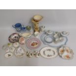 A Limoges porcelain tea set, a floral trio & a qua