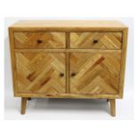 A modern oak cabinet with drawers, 38.5in wide x 3