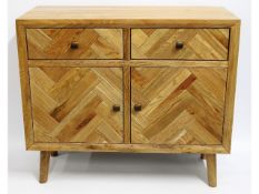 A modern oak cabinet with drawers, 38.5in wide x 3