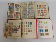 Five stamp albums, four world & one UK plus one un