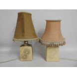 Two retro pottery lamp bases