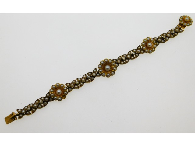 An antique yellow metal bracelet, electronically t
