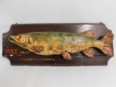 A large mounted model of a pike caught in the Rive
